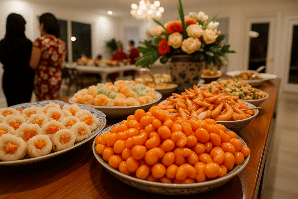 buffet elegance with floral centrepiece